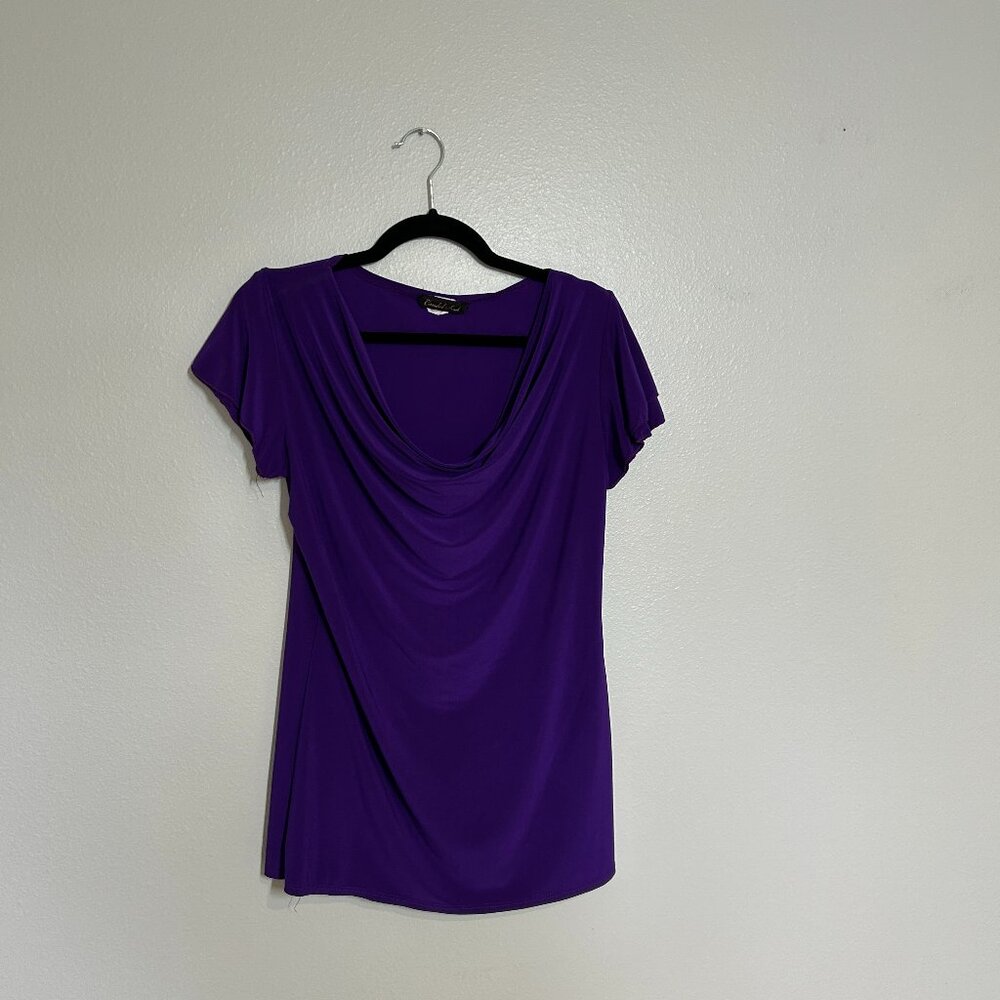 Candid Soul dark purple cowl neck top Size L